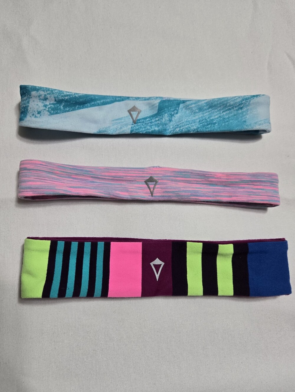 Ivivva Girl's Headbands Bundle Of 3 Blue Pink Colorful Reversible